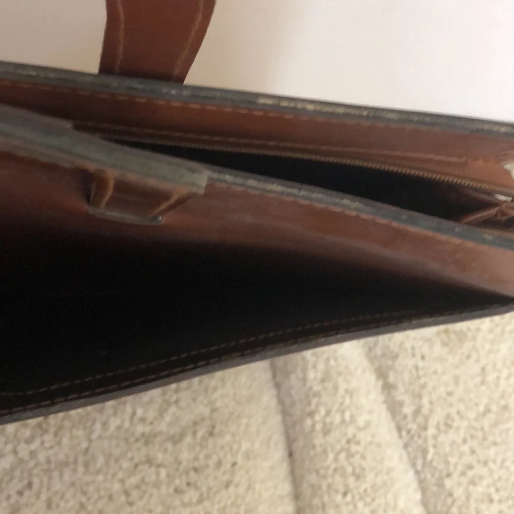 genuine brown leather briefcase